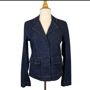 Denim Blazer S Classic Academia Old Navy Scholar Librarian Minimalist Stretch